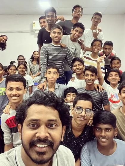 A classroom selfie capturing the grey color day of Navratri 2023, a day for strength and balance.