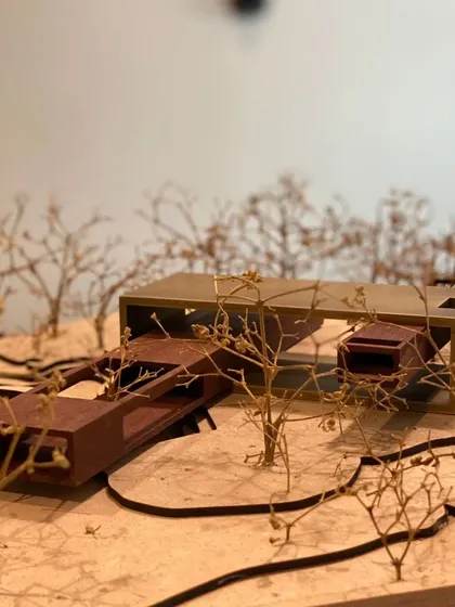 A model showing a site-specific insertion. The goal is to produce wonder by intertwining art and soul, creating a project that is powerful yet sympathetic to its site.
