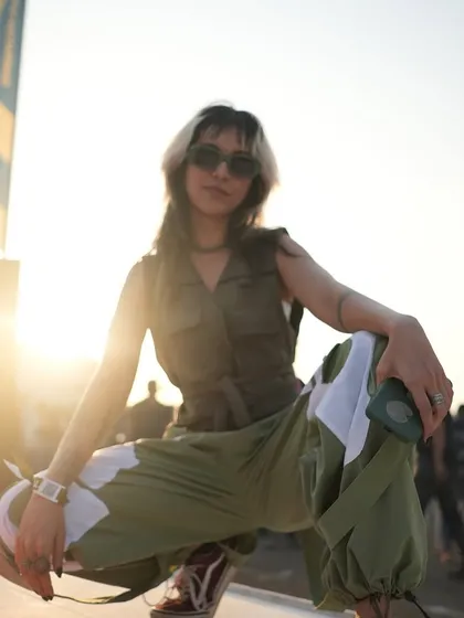 Squatting down for a pose at sunset. The 'golden hour' lightHits different.