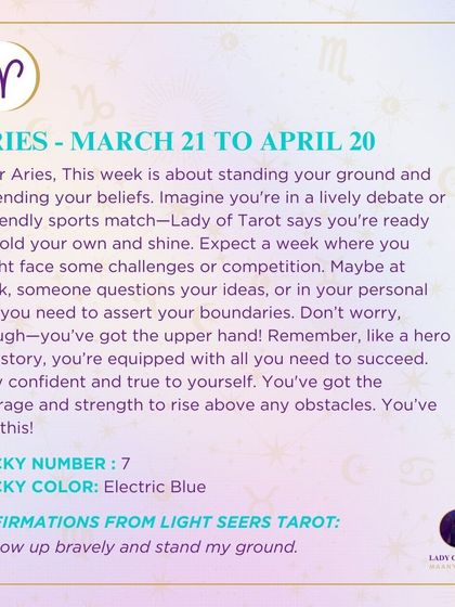 This weekly prediction for Aries is about standing your ground and defending your beliefs. It’s a week to assert yourself, strengthen your relationships, and shine.