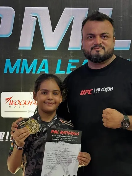 Another gold for the team. Me and Mishty Pandya celebrating her win at the PML National MMA Championship. Her dedication to the sport is an inspiration.