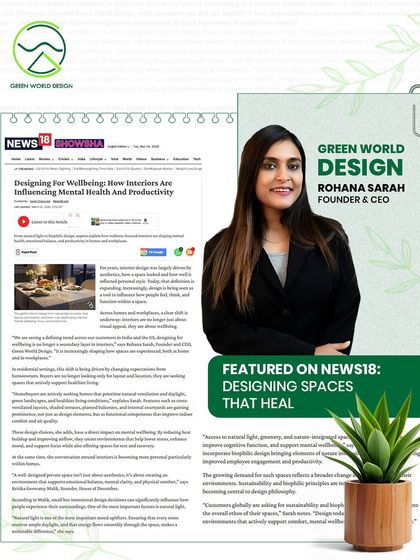 I was proud to be featured on News18, discussing how interior design is evolving to support mental health and productivity. Design is no longer just about how a space looks; it is about how it makes you feel and perform.