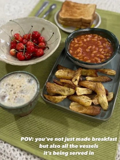 This is what a potter's breakfast looks like. There's a special kind of satisfaction in not only making your meal but also having made every single vessel it's served in. It’s a reminder that art can and should be part of our daily rituals.