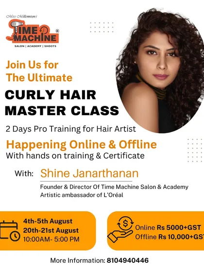 The official poster for my Ultimate Curly Hair Master Class, with details on dates and how to join us online or offline.