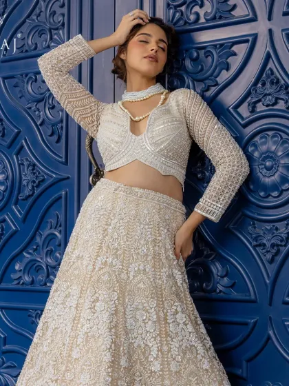 Meraj Couture - Luxury Occasion Wear Ethereal Lehengas: Pastels & Ivories photo 31