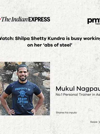 The Indian Express covered my breakdown of Shilpa Shetty's "abs of steel" workout. This carousel shares my insights on her bench-based core exercises and how to perform them correctly.