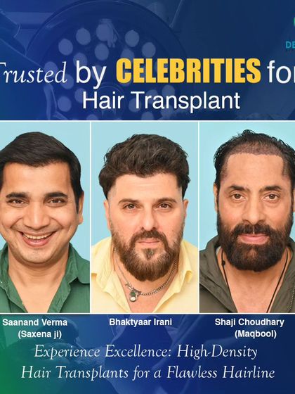 I am grateful to have worked with esteemed actors like Saanand Verma, Bhaktyaar Irani, and Shaji Choudhary. This image highlights their successful high-density hair transplants.