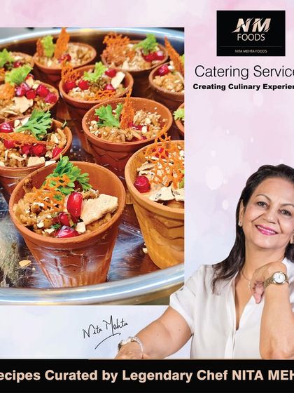 Our catering services are built on recipes curated by Chef Nita Mehta. This image showcases one of our creative chaat preparations, reflecting her innovative spirit.