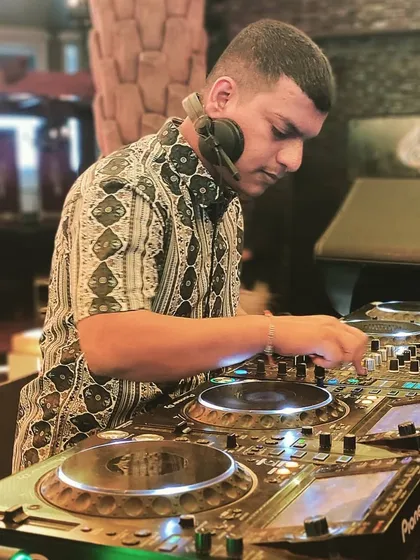 Deep in concentration during a set at Opa Bar & Cafe. I'm constantly adjusting the mix to match the vibe of the room.