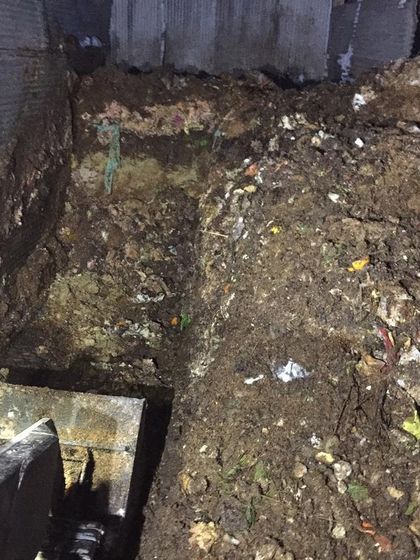 Inside one of the compost bays, showing the mix of food waste and carbon materials. We were constantly fighting for space, piling new material on top of older piles.