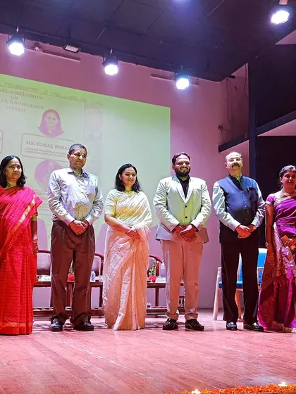 Standing with fellow panelists and organizers at the ITM event. A wonderful confluence of minds from different fields, all dedicated to exploring Indian knowledge systems.