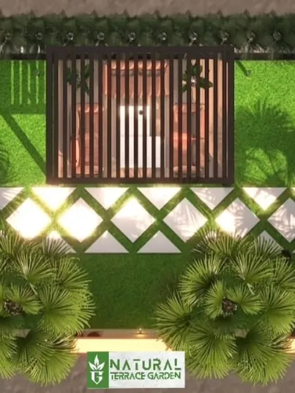 A top-down view of the Dwarka front yard concept, showing the symmetrical layout.