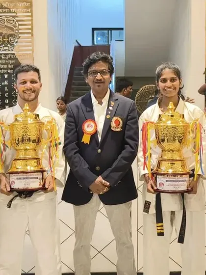 We celebrate success at every level. Here are our Grand Championship winners from the 10th United Cup 2024, proudly displaying their trophies. This represents the pinnacle of achievement in both Kata and Kumite for our senior athletes.