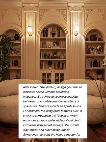 In our GoodHomes feature, I shared my design goal for this project: to maximize space without sacrificing elegance. We achieved this through thoughtful details like built-in shelving and multipurpose furnishings.