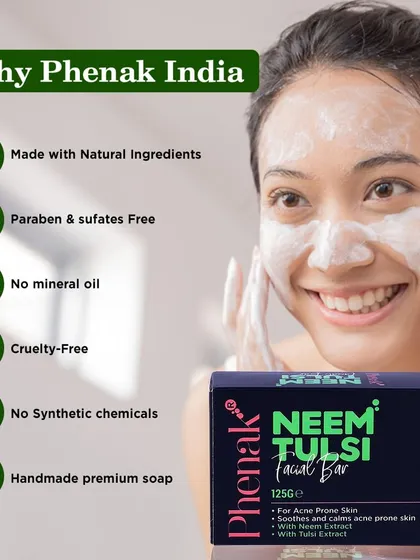 This is why you can trust my skincare. My Neem Tulsi Facial Bar is a handmade premium soap made with natural ingredients. It is free from parabens, sulfates, mineral oil, and synthetic chemicals, and is always cruelty-free.