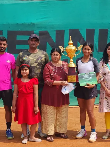 The winner of the girls' singles at the 5th Shri Rajesh Patel Memorial Super-Series AITA Tennis Tournament.