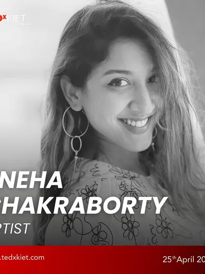 The official speaker announcement for my TEDxKIET talk. I was honored to be introduced as a trailblazing artist redefining contemporary art in India.
