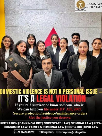 Domestic violence is a legal violation, not a personal issue to be hidden. This image features my team, ready to help you file a case under the DV Act, 2005. We can help you secure protection, residence, and maintenance orders to get the justice you deserve.