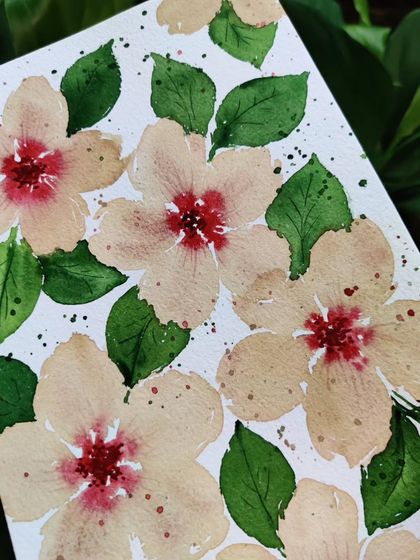 A closer look at the watercolor florals. I love the way the colors bleed into each other in this medium.