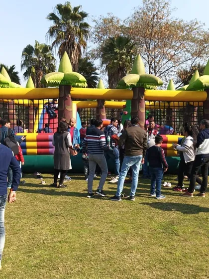 Another view of the popular jungle-themed inflatable, a centerpiece of fun for any large gathering.