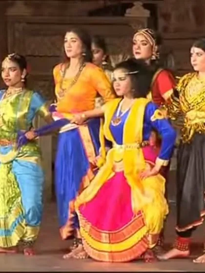 The full troupe on stage at the Khajuraho Dance Festival. Performing "The Wheel of Choices" with my dear friends and students at such a prestigious event was a dream come true for all of us.