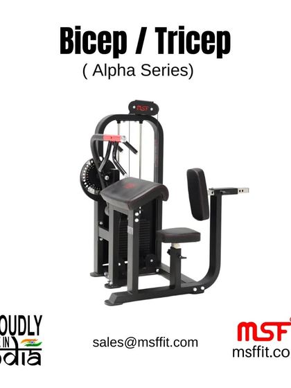The Alpha Series Bicep/Tricep machine with red accents.