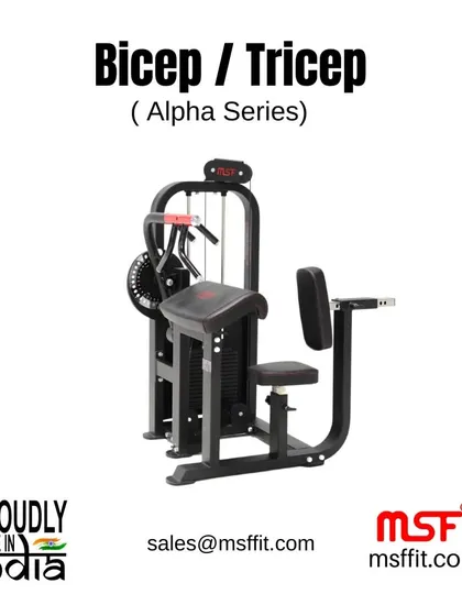 The Alpha Series Bicep/Tricep machine with red accents.