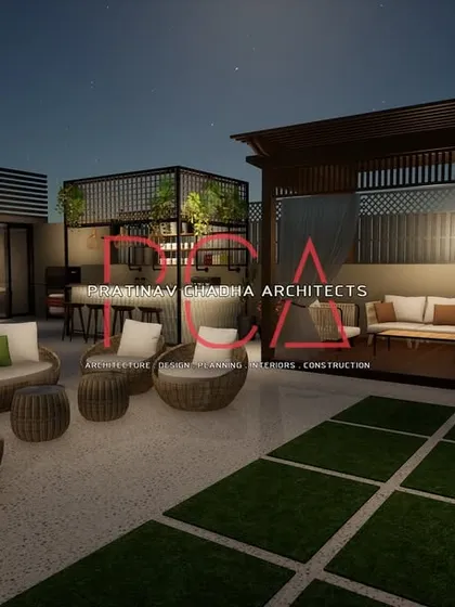 This render shows the gazebo and main seating area together. The design uses a combination of wicker furniture and a fabric-draped gazebo to create a soft, comfortable, and luxurious outdoor living room.