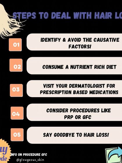 **Here are the five essential steps to dealing with hair loss effectively.** It starts with identifying the cause and ends with a consistent treatment plan, which may include diet, medication, and procedures like PRP or GFC.