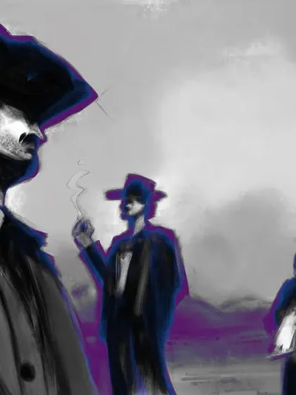 Another color variation of the cartel scene. Here, I introduced some cool purple tones into the shadows to create a more modern, stylized noir look.