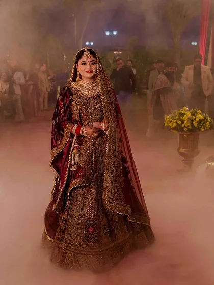 A grand entry for my bride. The smoke effect makes her look like she is walking on clouds.