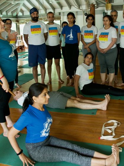 Our beginner yoga classes have started, but it's not too late to join. This image shows the focused environment of the class, where I guide students through foundational seated poses.