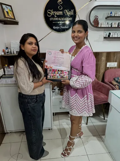 Such a proud moment! This student has officially completed her professional nail art training with me.