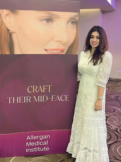 Pictured at an Allergan Medical Institute master class on mid-face contouring. My goal is to craft the best version of you through expert application of fillers and other injectables.