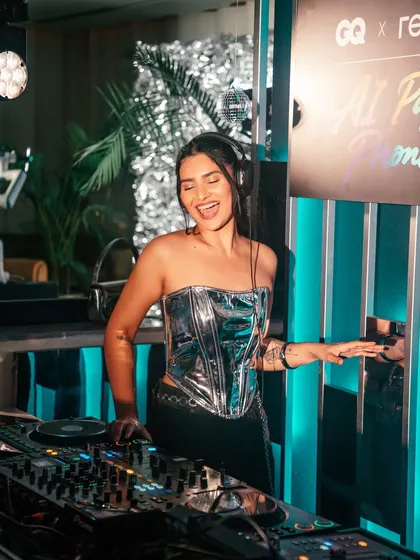 Enjoying the vibe at the GQ x Realme event. The setup was incredible, with disco balls and cool lighting that made for a great party.
