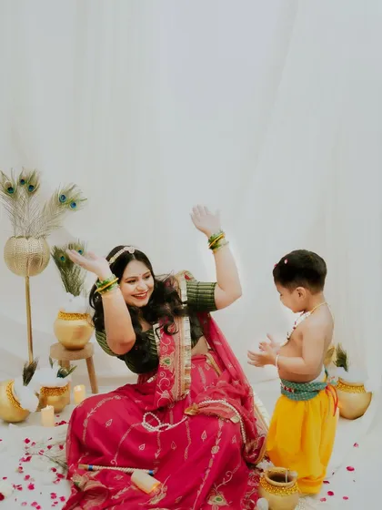 The timeless bond of Maiya aur Kanha. Capturing a mother's love for her little Kanha during our Janmashtami sessions is always a privilege.