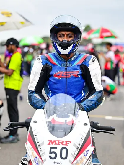 Rohith on the starting grid, focused and ready for the race. The pre-race moments are just as intense as the race itself.