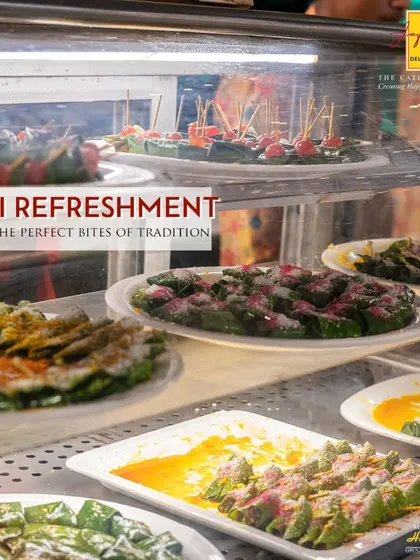 End your meal with a traditional twist at our Desi Refreshment station. The "Chowpatty Pan Shop" offers a variety of freshly made paan, a perfect mouth freshener to conclude a grand feast.