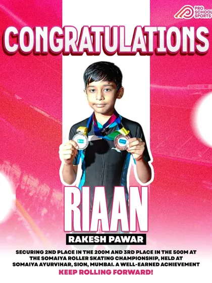 From practice to podium. We are incredibly proud of our student Riaan for his amazing performance at the Somaiya Roller Skating Championship. This is what dedication and consistent training can achieve.