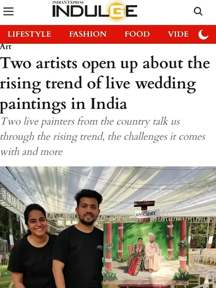 A feature in Indian Express's Indulge magazine where we talked about the rising trend of live wedding paintings in India.