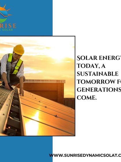 Solar energy today means a sustainable tomorrow for generations to come. Here a technician works at sunset, securing a clean energy future.