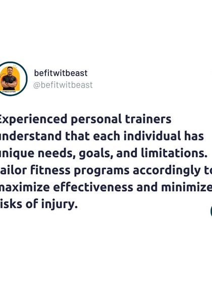 A fact about personal training: Experienced trainers understand that each individual is unique. We tailor fitness programs to maximize effectiveness and minimize the risk of injury.