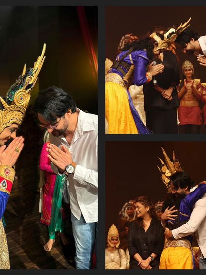 Sharing a moment with actor Saurabh Raaj Jain, who is beloved for his portrayal of Krishna. It was a meeting of two artists who have both been deeply touched by this divine character. His presence and 'Karuna' (compassion) were a blessing.