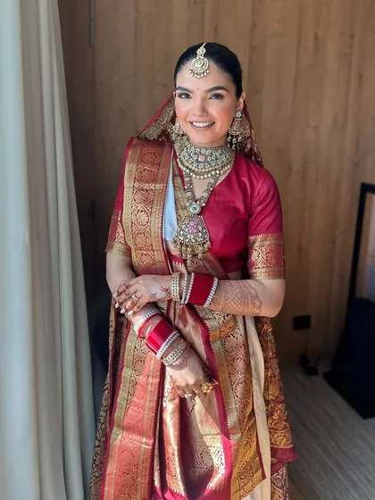 A happy smile from the bride. My goal is to create a look that is not only beautiful but also comfortable to wear.