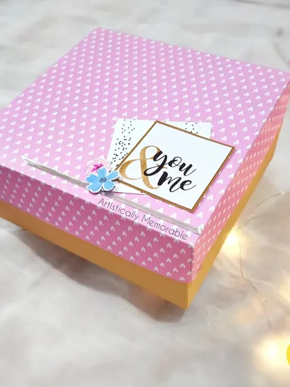The beautiful 'You & me' themed box I created to hold a precious scrapbook album.