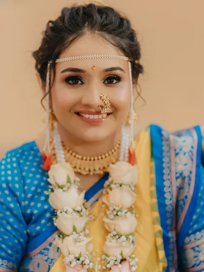 The happy, smiling face of my real bride Niharika during her wedding ceremony. Her natural, radiant makeup lasted perfectly throughout the day.