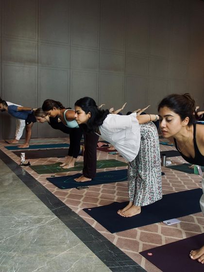 A demonstration of precise alignment during the workshop. Learning from a teacher like Eddie Stern brings a new level of detail and intention to even the most familiar poses.
