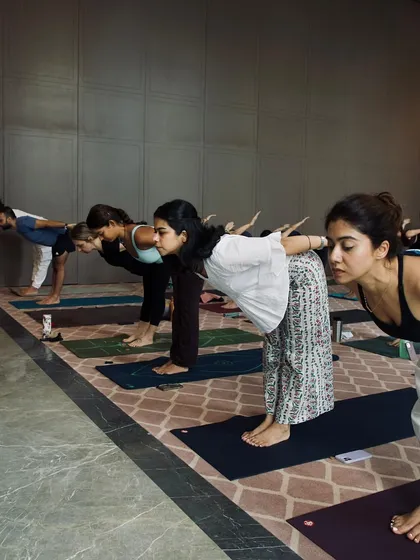 A demonstration of precise alignment during the workshop. Learning from a teacher like Eddie Stern brings a new level of detail and intention to even the most familiar poses.