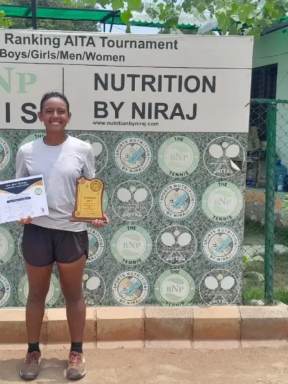 A collection celebrating Paavani Bisht's major victories, including her first All India CS U18 title and her success at the Tennis Premier League Delhi Masters.