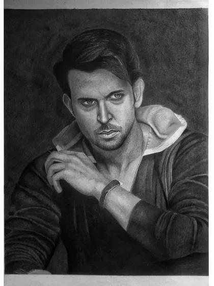 Capturing the intense look of Hrithik Roshan was a challenge I loved. This piece shows the level of detail and realism I aim for in every portrait, especially in capturing the eyes and expression.